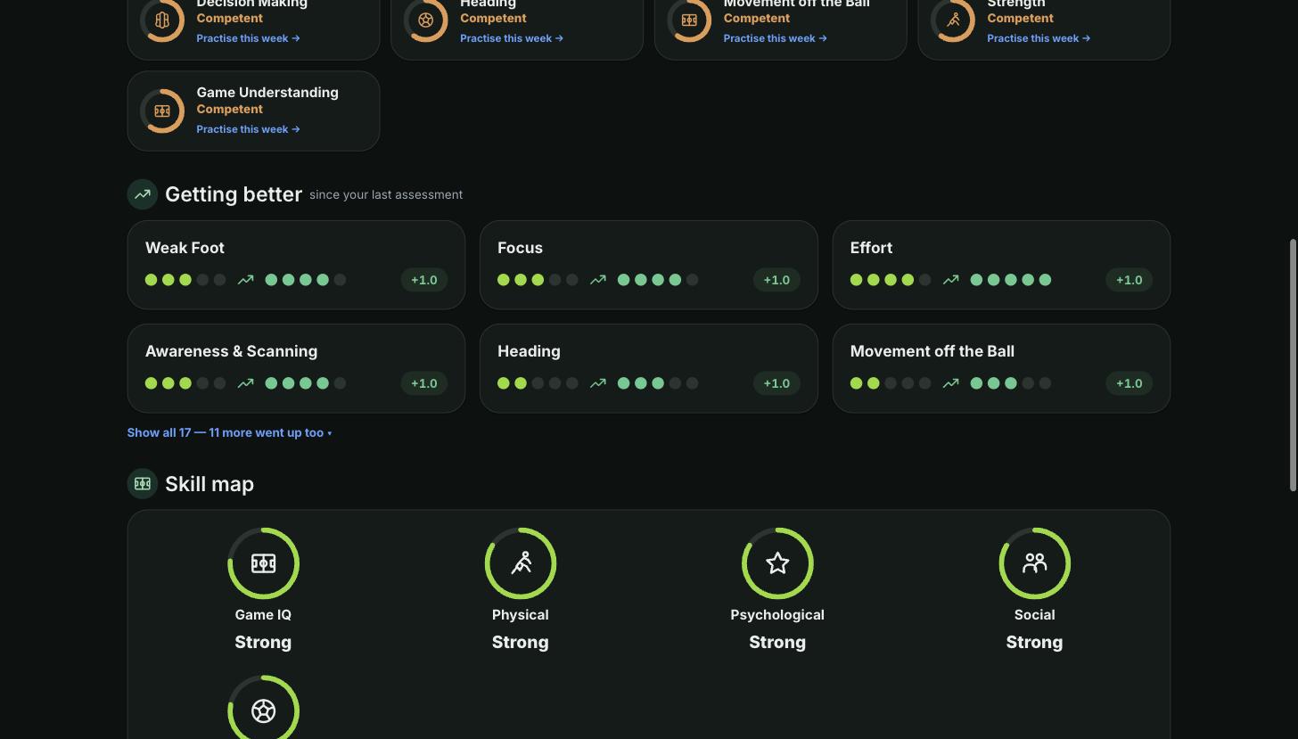 Getting better cards with dot scales and a skill map of category rings